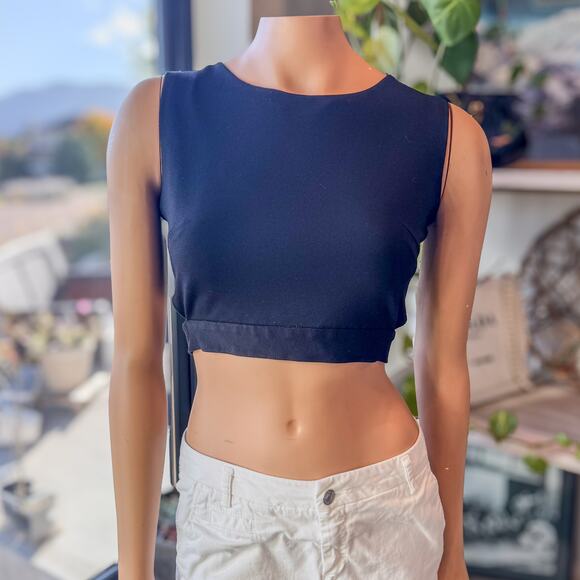 ChicWish, Bowknot Crop Top in Black, Full Zip Back, Sleeveless, Women’s Small - Picture 2 of 11